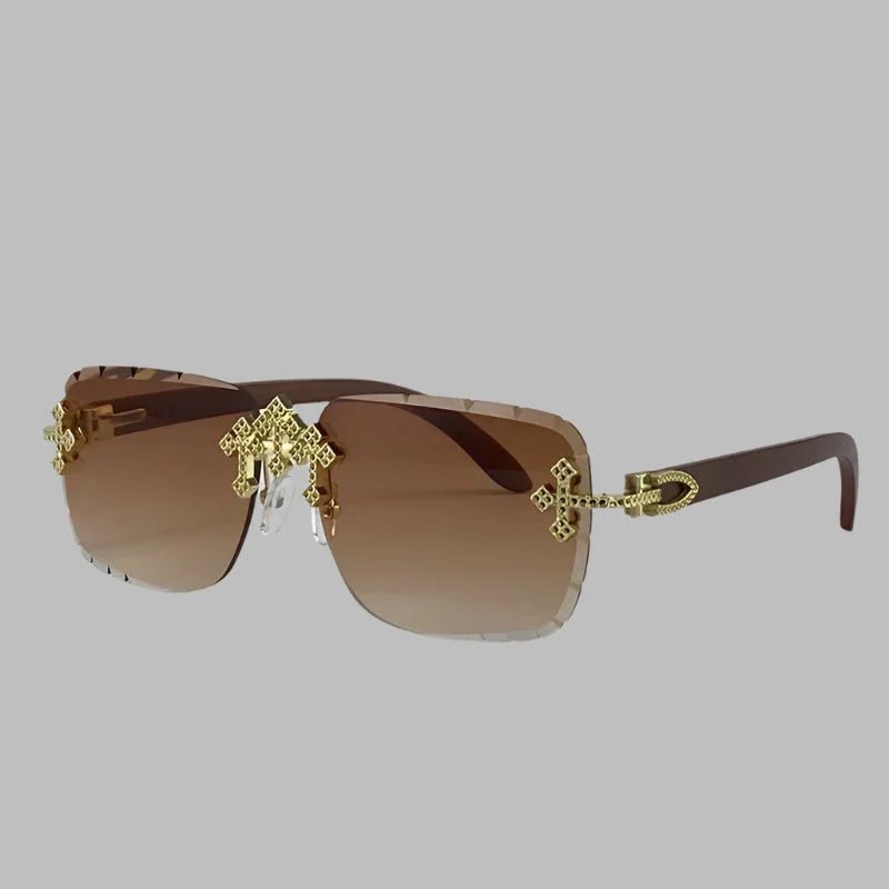 Steampunk Square Rimless Sunglasses for Men - HalleBeauty